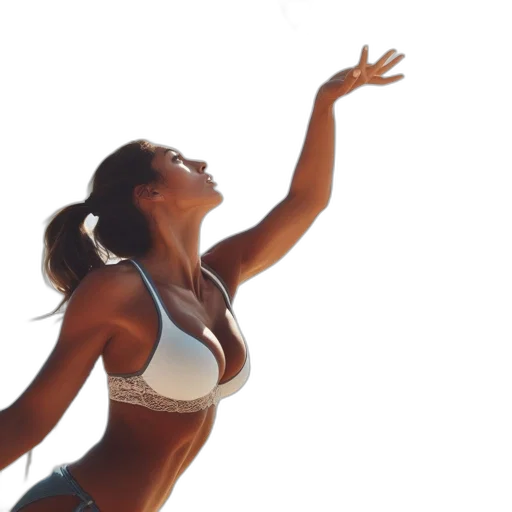 photorealistic, beach, scene, woman transparent PNG cut-out