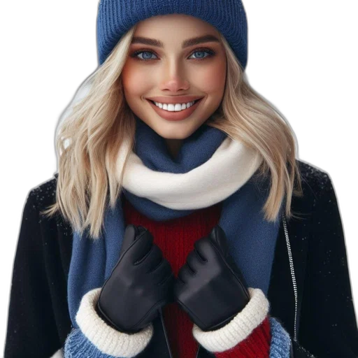 hat, jacket, face, photorealistic transparent PNG cut-out