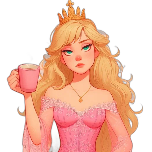 crown, dress, fantasy art, pixel art transparent PNG cut-out