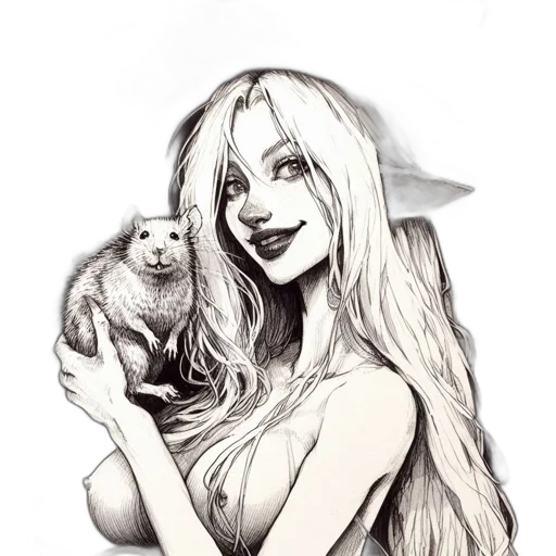 animal, pencil sketch, photorealistic, cartoon transparent PNG cut-out