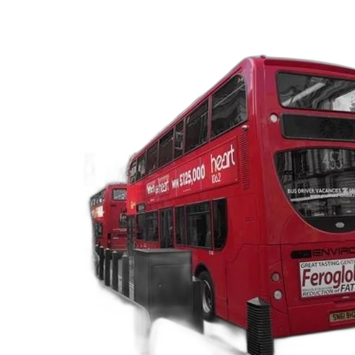 3d render, red, double-decker, buses transparent PNG cut-out