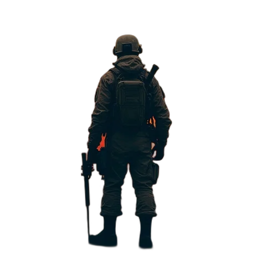 weapon, staff, jacket, mask transparent PNG cut-out
