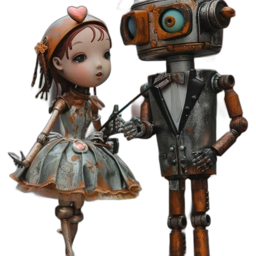 robot, dress, staff, weapon transparent PNG cut-out