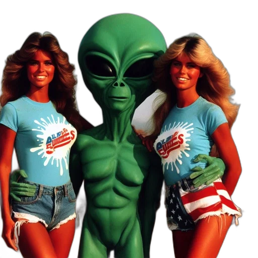 creature, outer space, two, women transparent PNG cut-out