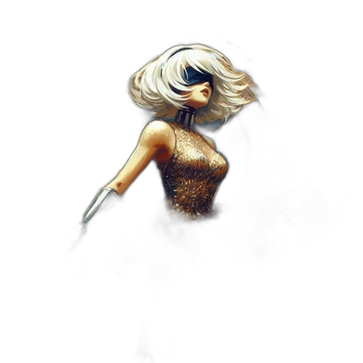 hair, dress, staff, mask transparent PNG cut-out