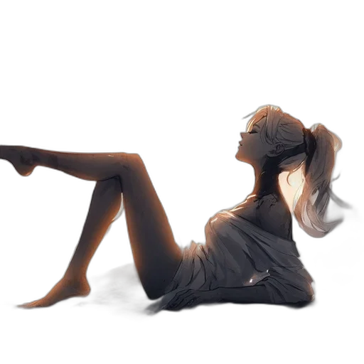 dress, hair, staff, creature transparent PNG cut-out