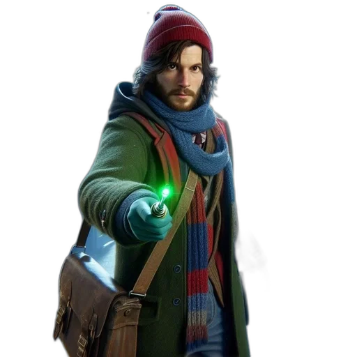 jacket, staff, weapon, concept art transparent PNG cut-out