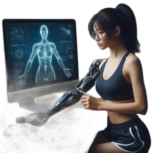 robot, cyberpunk, concept art, 3d render transparent PNG cut-out