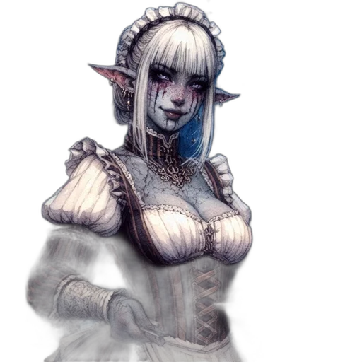 staff, dress, creature, jewelry transparent PNG cut-out