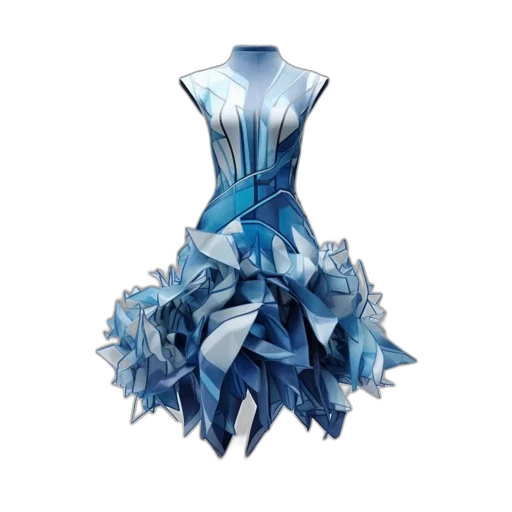 dress, jewelry, 3d render, blue transparent PNG cut-out