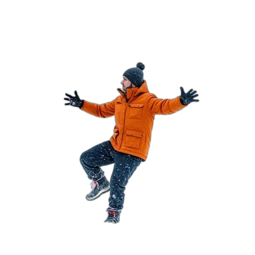 jacket, staff, hat, creature transparent PNG cut-out