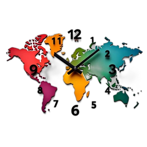 colorful, world, map, clock transparent PNG cut-out