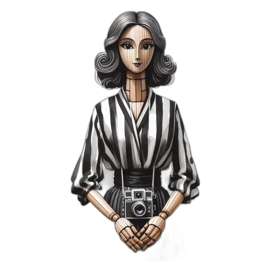 dress, robot, staff, cartoon transparent PNG cut-out