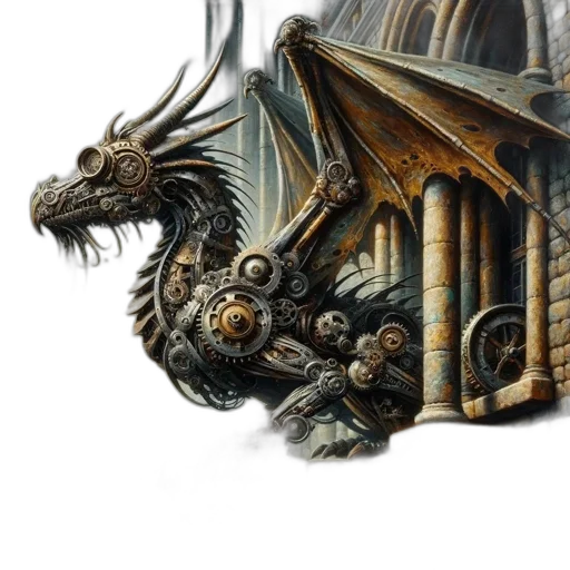 dragon, creature, sword, staff transparent PNG cut-out