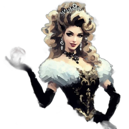 crown, dress, staff, fantasy art transparent PNG cut-out