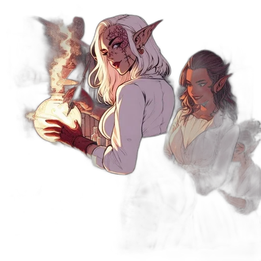 fantasy art, concept art, watercolor, comic book art transparent PNG cut-out