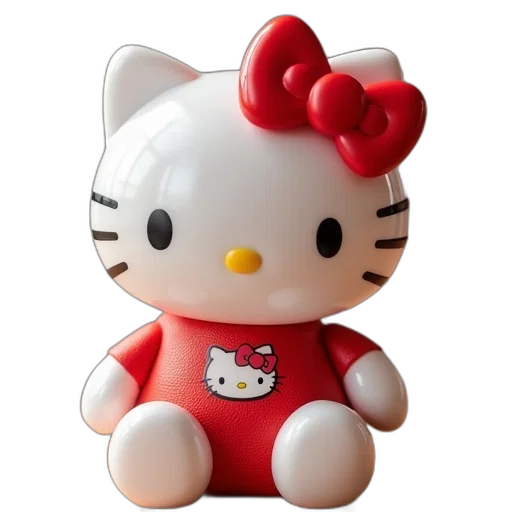 3d render, hello, kitty, toy transparent PNG cut-out