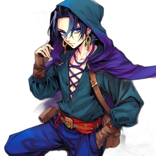 jacket, staff, weapon, fantasy art transparent PNG cut-out