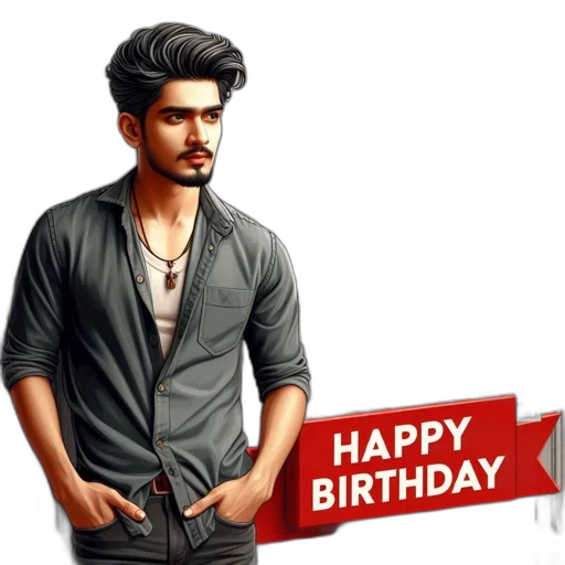 cartoon, photorealistic, young, man transparent PNG cut-out