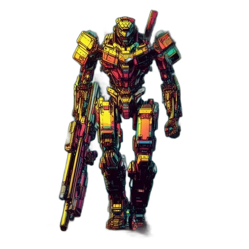 robot, weapon, concept art, pixel art transparent PNG cut-out