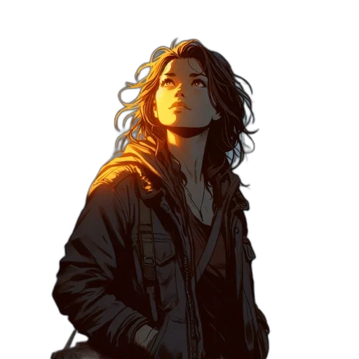 jacket, face, comic book art, concept art transparent PNG cut-out