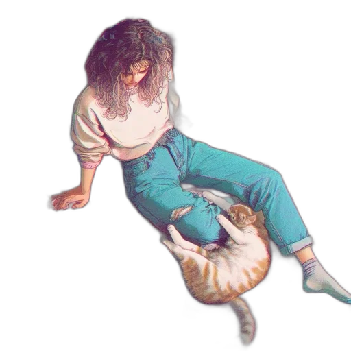 hair, creature, staff, jacket transparent PNG cut-out