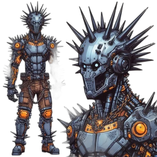 robot, concept art, cyberpunk, comic book art transparent PNG cut-out