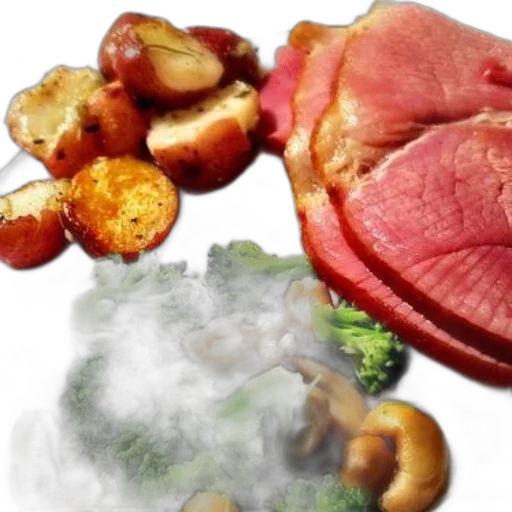 food, photorealistic, plate, featuring transparent PNG cut-out