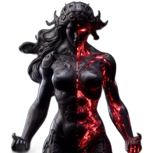 3d render, concept art, cyberpunk, fantasy art transparent PNG cut-out