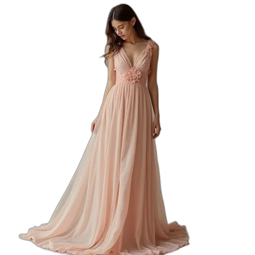 dress, pastel, earth tones, golden transparent PNG cut-out