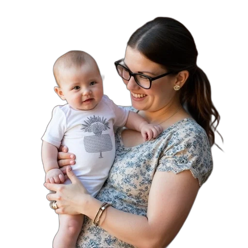 woman, holding, baby, her transparent PNG cut-out
