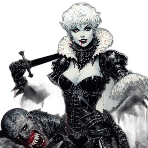 comic book art, fantasy art, concept art, monochrome transparent PNG cut-out