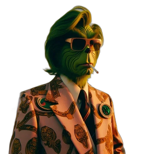 jacket, mask, staff, creature transparent PNG cut-out