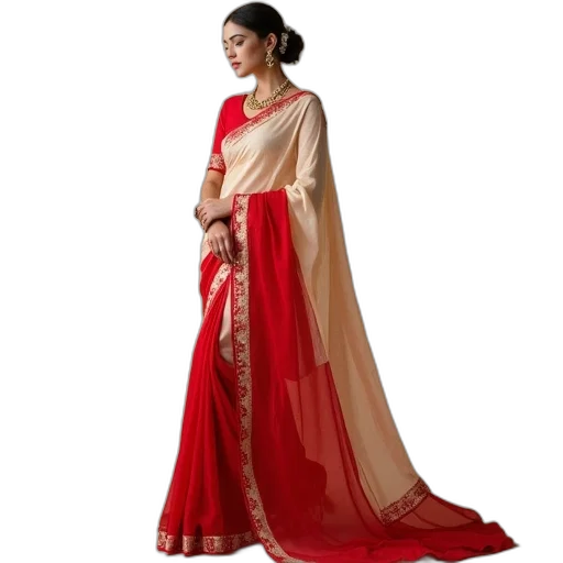 dress, jewelry, red, beige transparent PNG cut-out