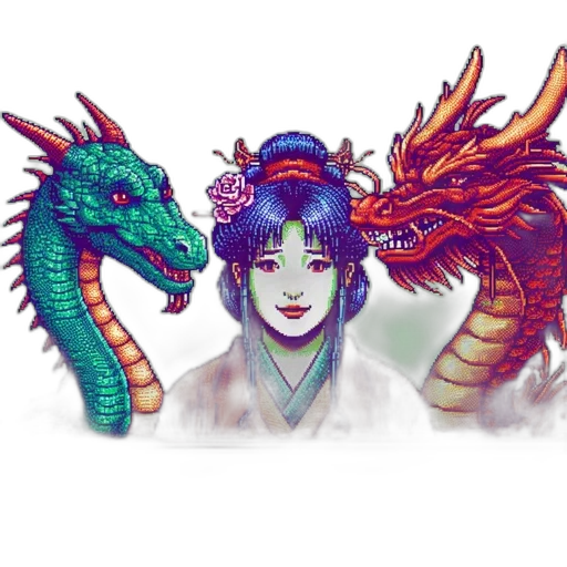 dragon, fantasy art, concept art, pixel art transparent PNG cut-out