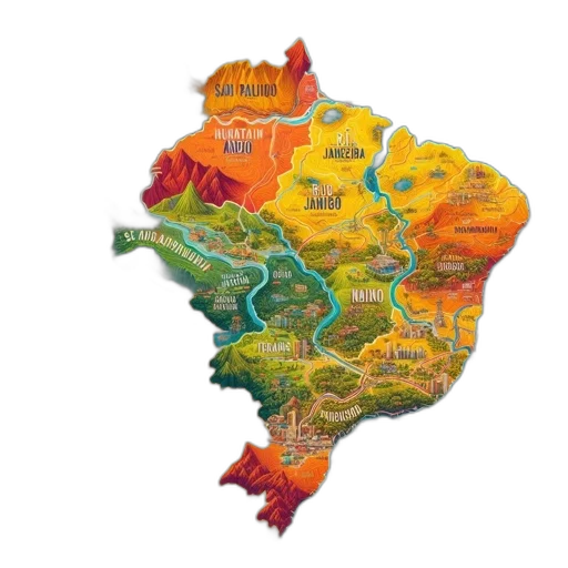 brazilian, map, vibrant, colors transparent PNG cut-out