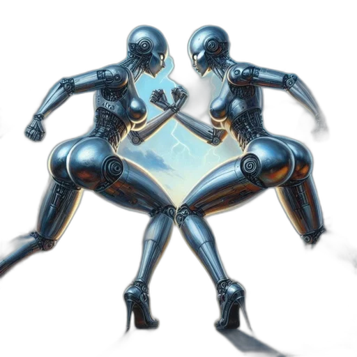 robot, weapon, concept art, 3d render transparent PNG cut-out