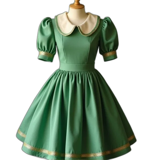 dress, 3d render, green, perfect transparent PNG cut-out