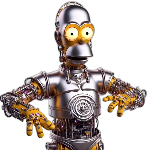 robot, staff, 3d render, concept art transparent PNG cut-out