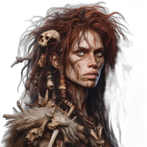 face, hair, creature, staff transparent PNG cut-out