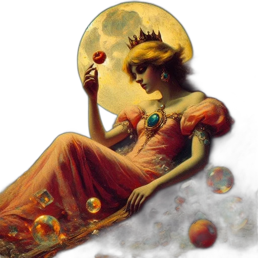 dress, crown, jewelry, fantasy art transparent PNG cut-out