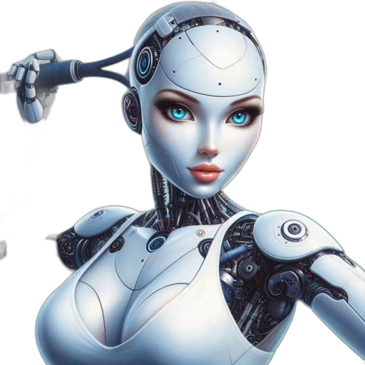 robot, concept art, cyberpunk, 3d render transparent PNG cut-out