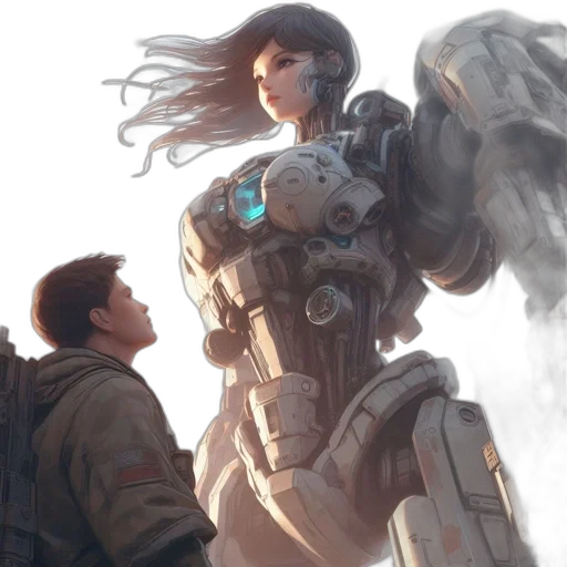 robot, concept art, cyberpunk, fantasy art transparent PNG cut-out