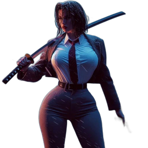 weapon, staff, jacket, concept art transparent PNG cut-out