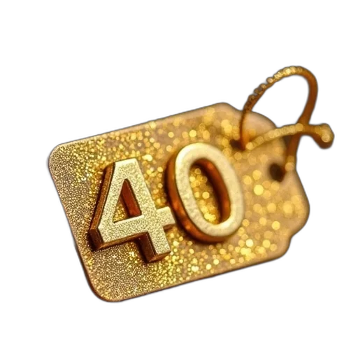 jewelry, 3d render, gold, 40th transparent PNG cut-out