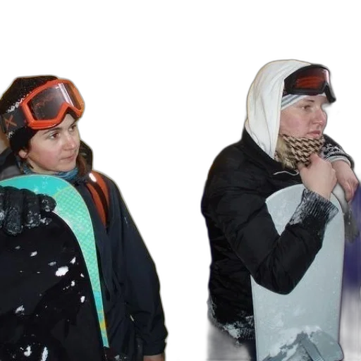 jacket, snow, two, people transparent PNG cut-out