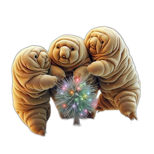 three, water, bear-like, creatures transparent PNG cut-out