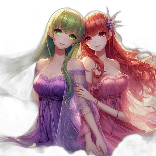 dress, fantasy art, anime, watercolor transparent PNG cut-out