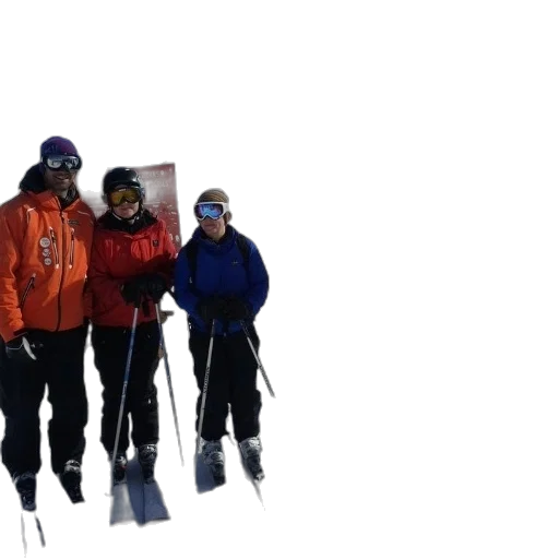 staff, snow, five, skiers transparent PNG cut-out