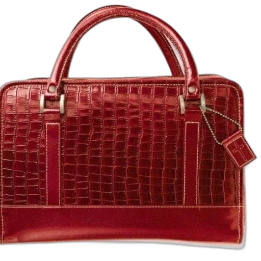 red, crocodile-patterned, handbag, cross transparent PNG cut-out